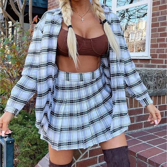Fashion Nova Other - two piece set. flannel with matching skirt .